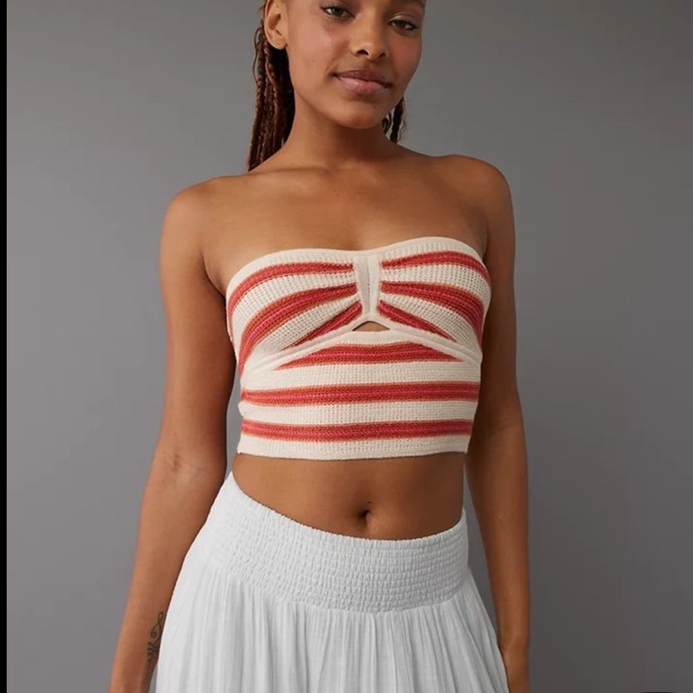 American Eagle Cinch Knit Striped Tube Top Size Small